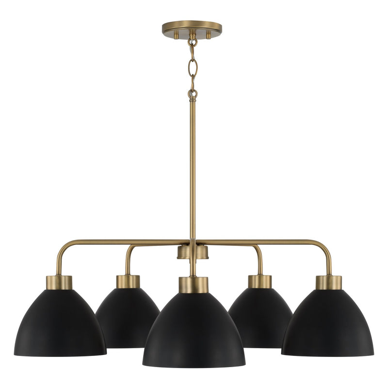 Capital Lighting 452051AB Five Light Chandelier, Aged Brass and Black