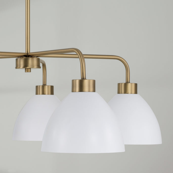 Capital Lighting 452051AW Five Light Chandelier, Aged Brass and White