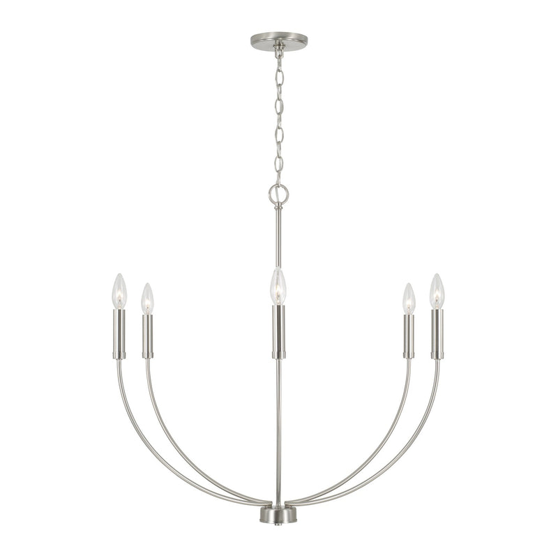 Capital Lighting 452161BN Six Light Chandelier, Brushed Nickel