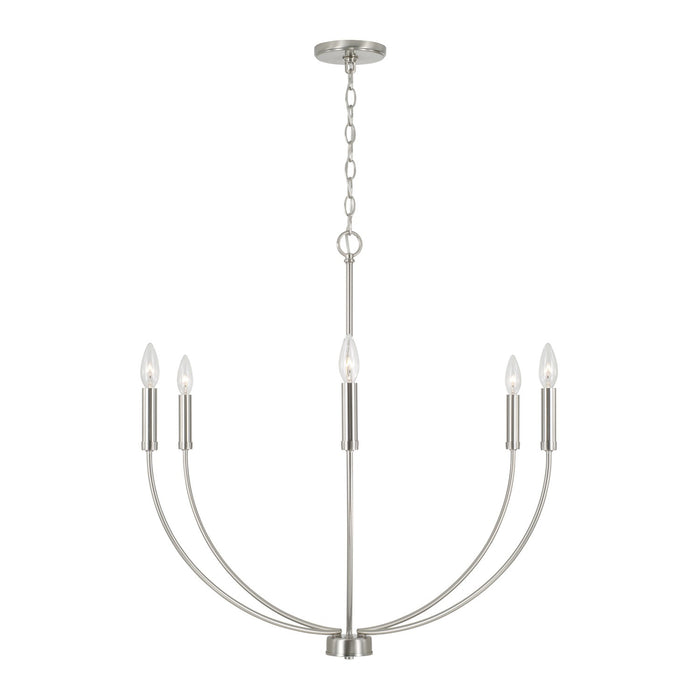 Capital Lighting 452161BN Six Light Chandelier, Brushed Nickel
