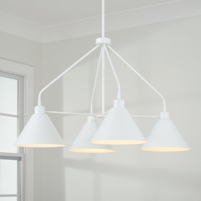 Capital Lighting 451341WE Four Light Chandelier, Matte White