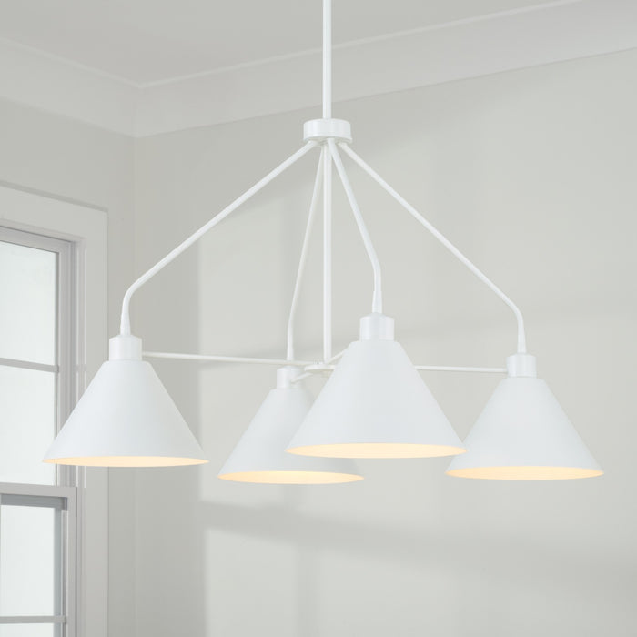 Capital Lighting 451341WE Four Light Chandelier, Matte White