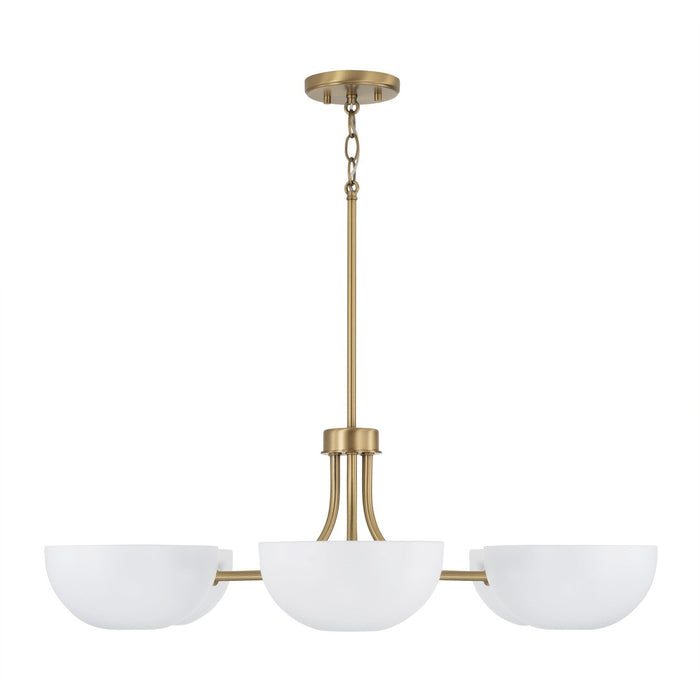 Capital Lighting 451461AW Six Light Chandelier, Aged Brass and White (Display - Final Sale)