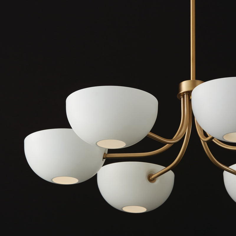 Capital Lighting 451461AW Six Light Chandelier, Aged Brass and White