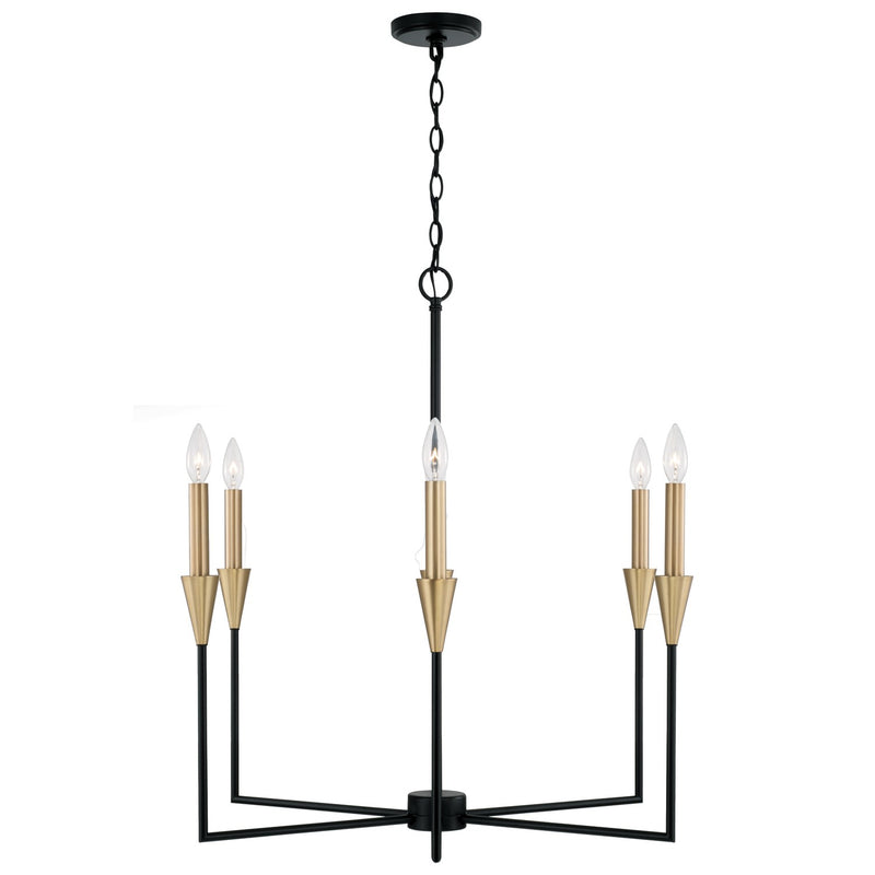 Capital Lighting 451961AB Six Light Chandelier, Aged Brass and Black