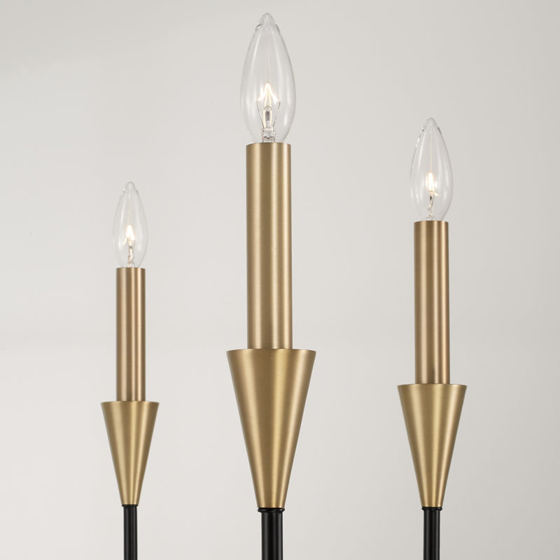 Capital Lighting 451961AB Six Light Chandelier, Aged Brass and Black