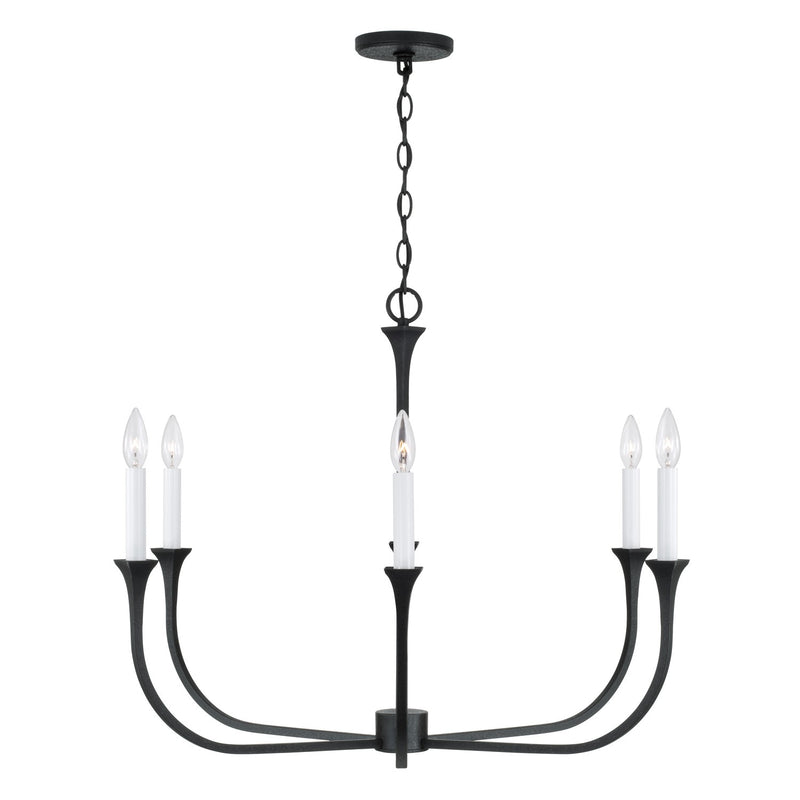 Capital Lighting 452361BI Six Light Chandelier, Black Iron