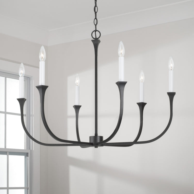 Capital Lighting 452361BI Six Light Chandelier, Black Iron