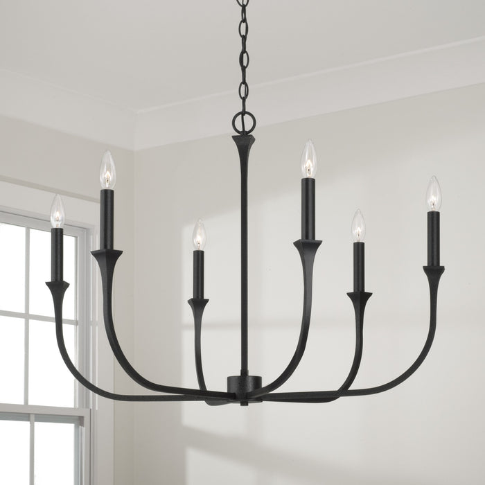 Capital Lighting 452361BI Six Light Chandelier, Black Iron