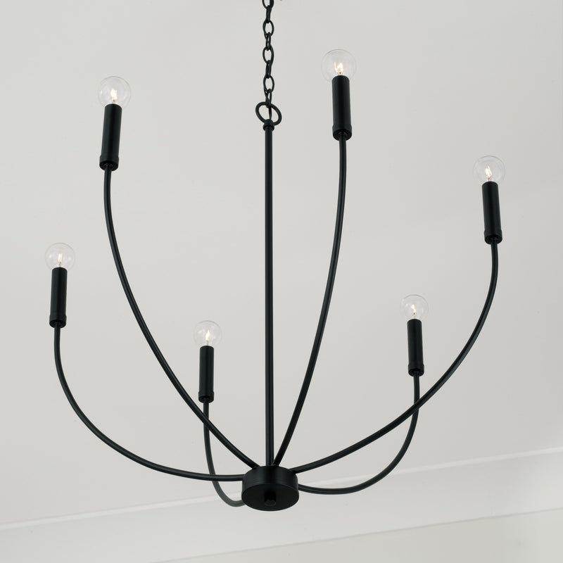 Capital Lighting 452161MB Six Light Chandelier, Matte Black