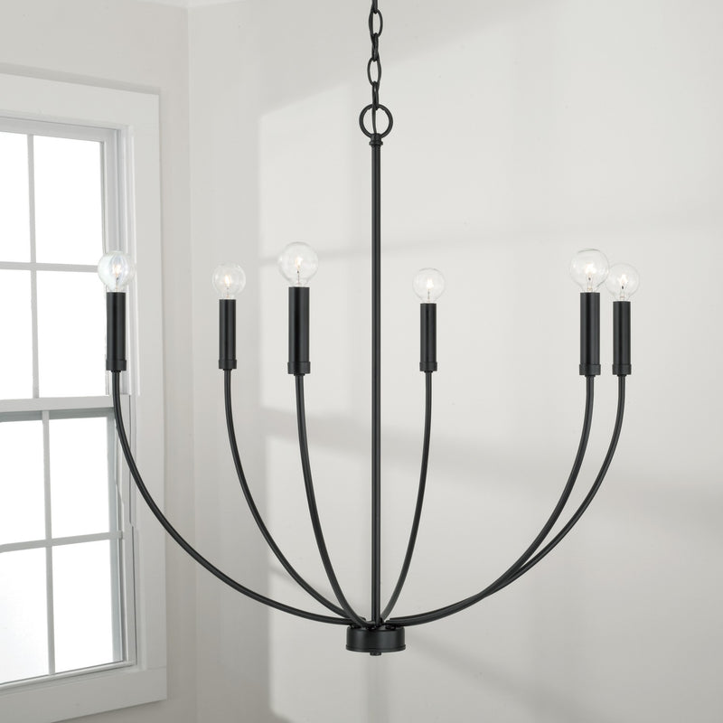 Capital Lighting 452161MB Six Light Chandelier, Matte Black