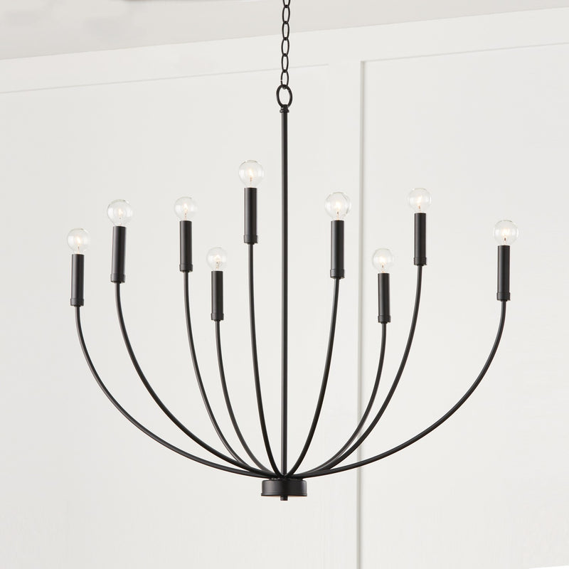 Capital Lighting 452191MB Nine Light Chandelier, Matte Black