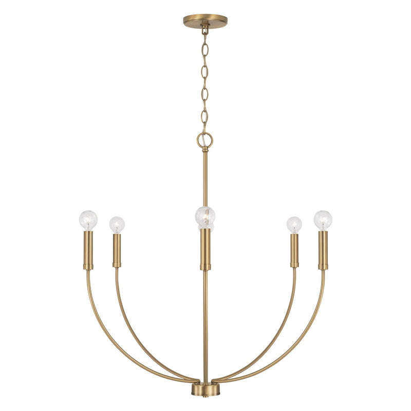 Capital Lighting 452161AD Six Light Chandelier, Aged Brass