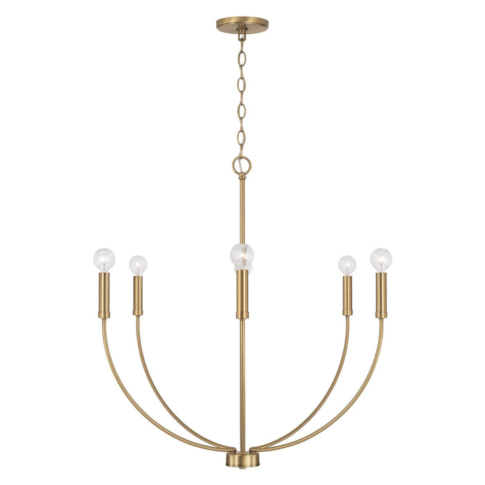 Capital Lighting 452161AD Six Light Chandelier, Aged Brass
