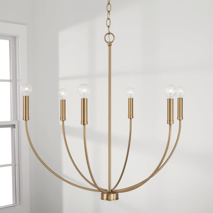 Capital Lighting 452161AD Six Light Chandelier, Aged Brass