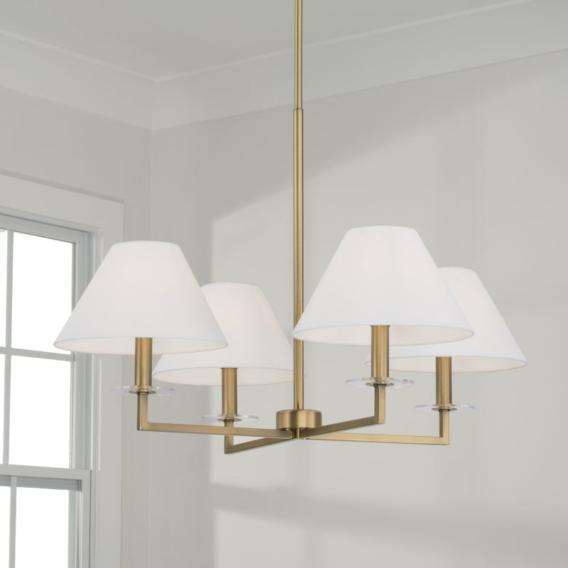 Capital Lighting 452241AD Four Light Chandelier, Aged Brass