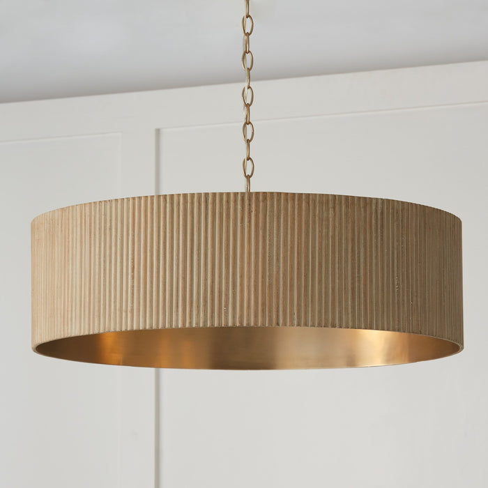 Capital Lighting 450741WS Four Light Chandelier, White Wash and Matte Brass