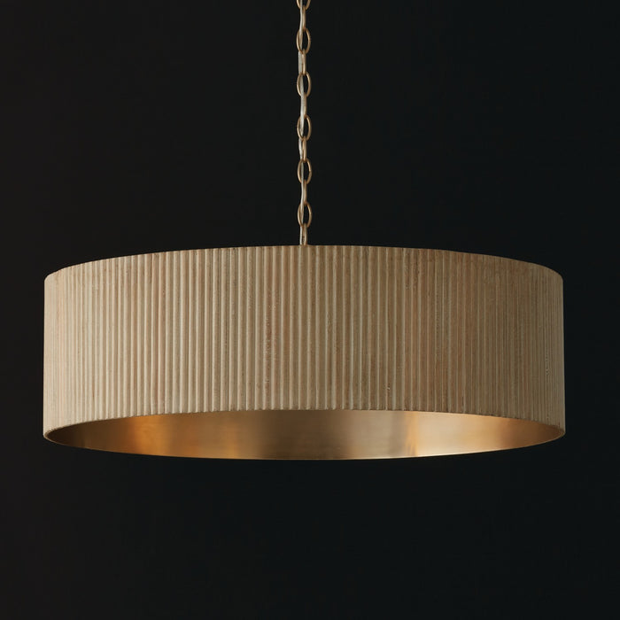 Capital Lighting 450741WS Four Light Chandelier, White Wash and Matte Brass