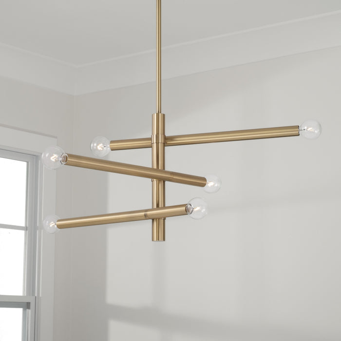 Capital Lighting 451261AD Six Light Chandelier, Aged Brass