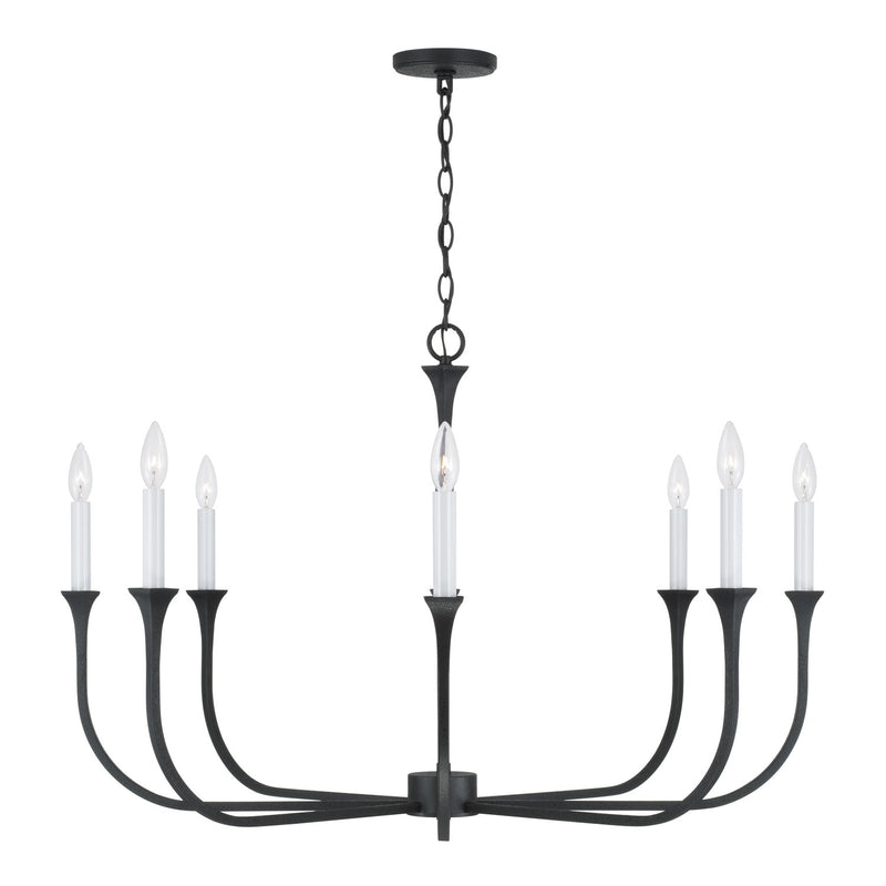 Capital Lighting 452381BI Eight Light Chandelier, Black Iron