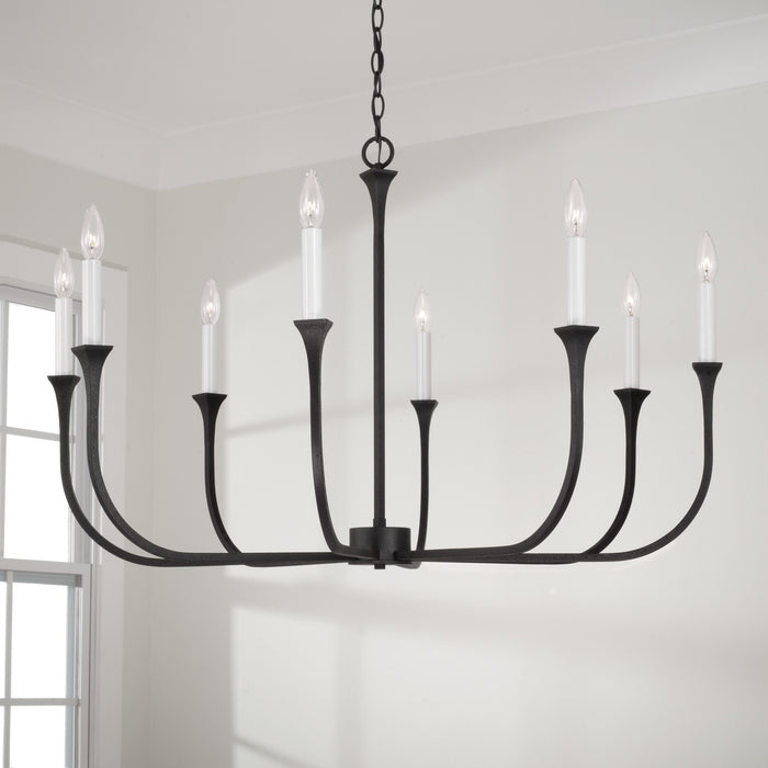 Capital Lighting 452381BI Eight Light Chandelier, Black Iron