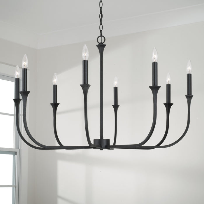 Capital Lighting 452381BI Eight Light Chandelier, Black Iron