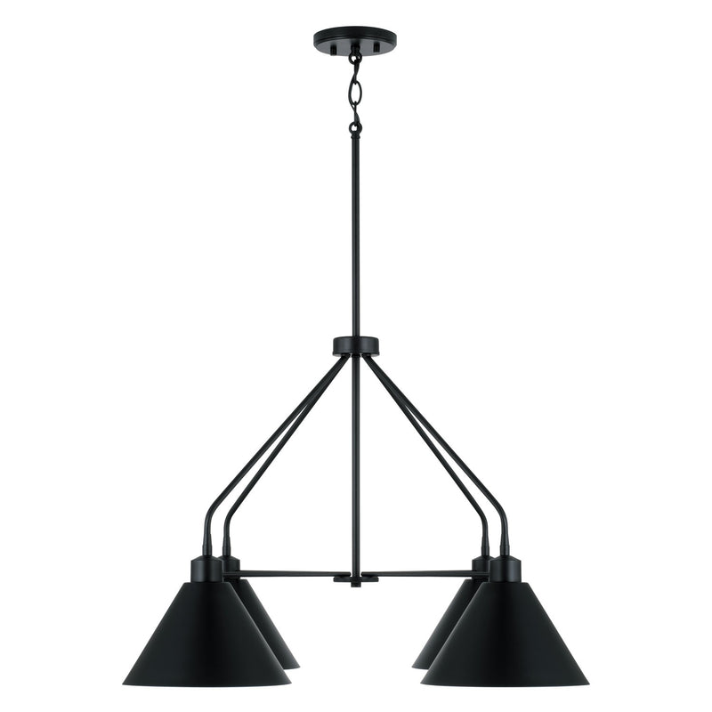 Capital Lighting 451341MB Four Light Chandelier, Matte Black