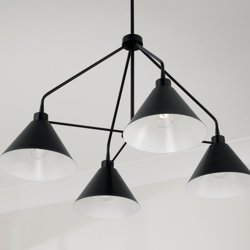 Capital Lighting 451341MB Four Light Chandelier, Matte Black