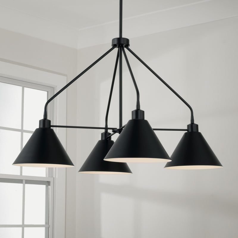 Capital Lighting 451341MB Four Light Chandelier, Matte Black
