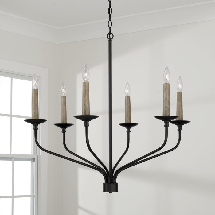Capital Lighting 451561MB Six Light Chandelier, Matte Black