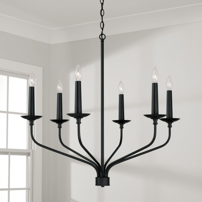 Capital Lighting 451561MB Six Light Chandelier, Matte Black