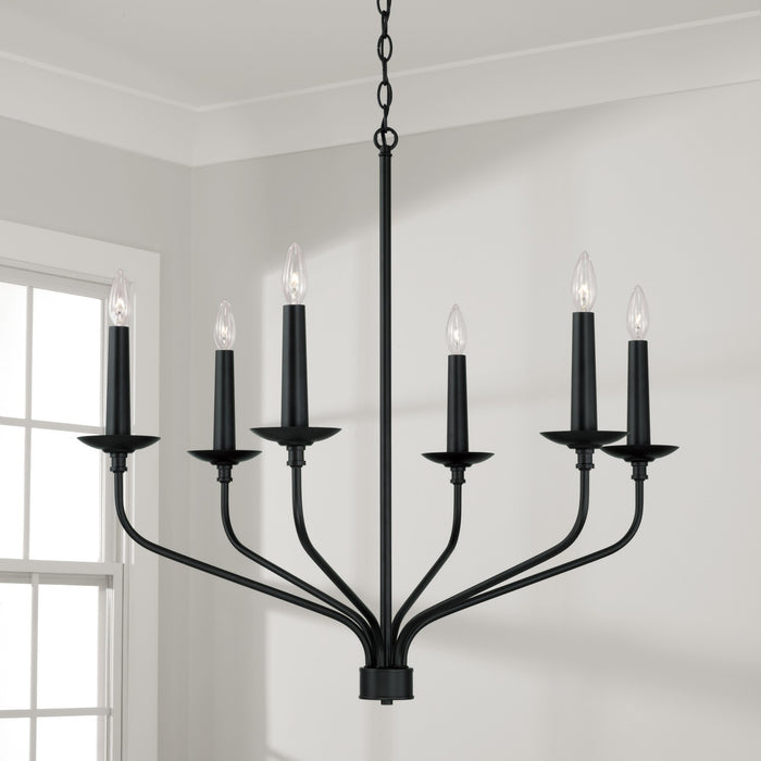 Capital Lighting 451561MB Six Light Chandelier, Matte Black