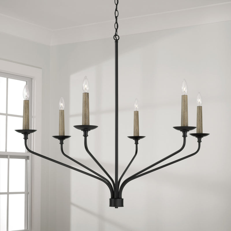 Capital Lighting 451562MB Six Light Chandelier, Matte Black