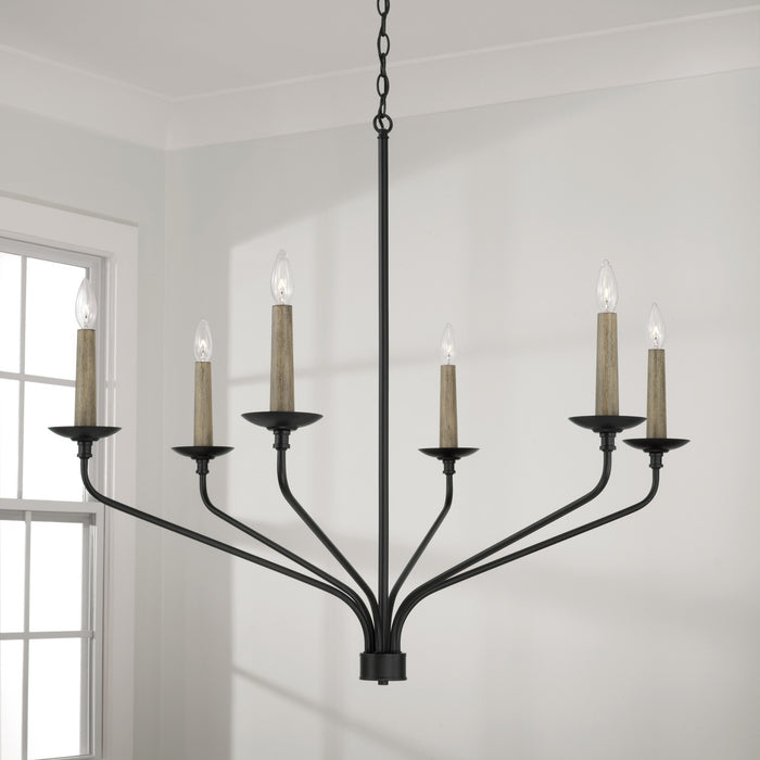 Capital Lighting 451562MB Six Light Chandelier, Matte Black
