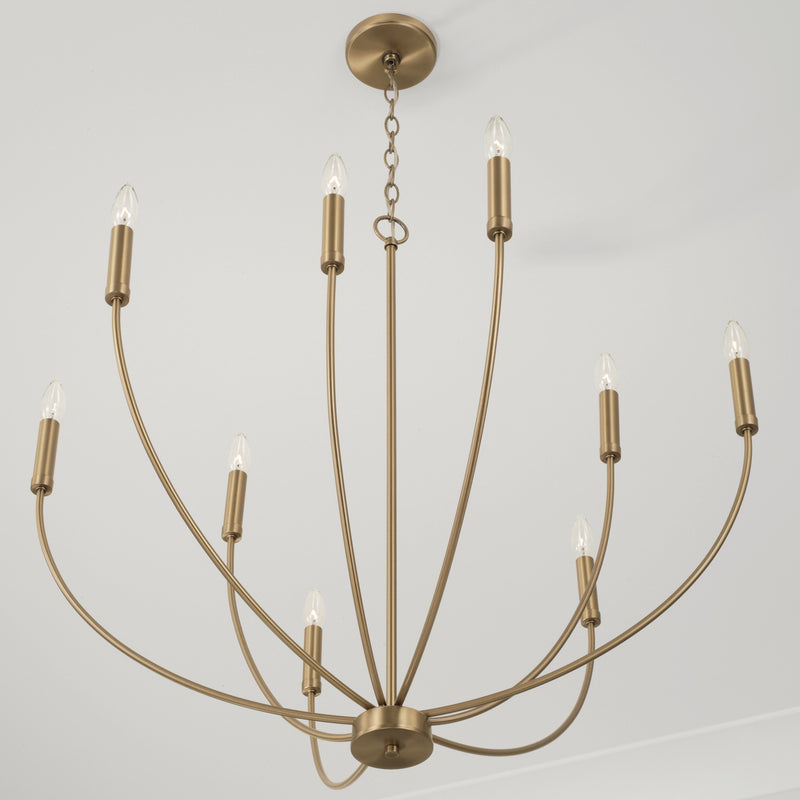 Capital Lighting 452191AD Nine Light Chandelier, Aged Brass