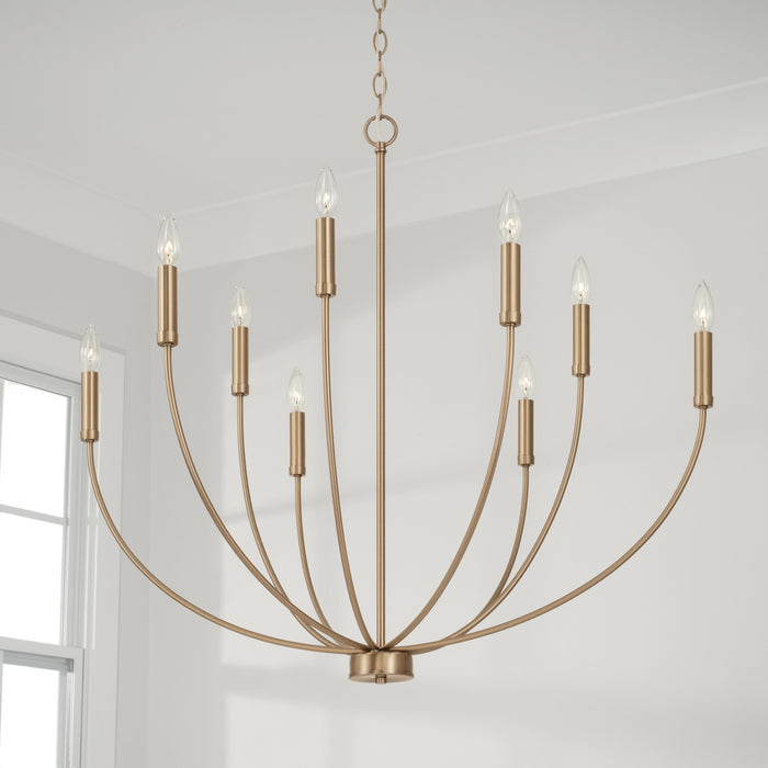 Capital Lighting 452191AD Nine Light Chandelier, Aged Brass
