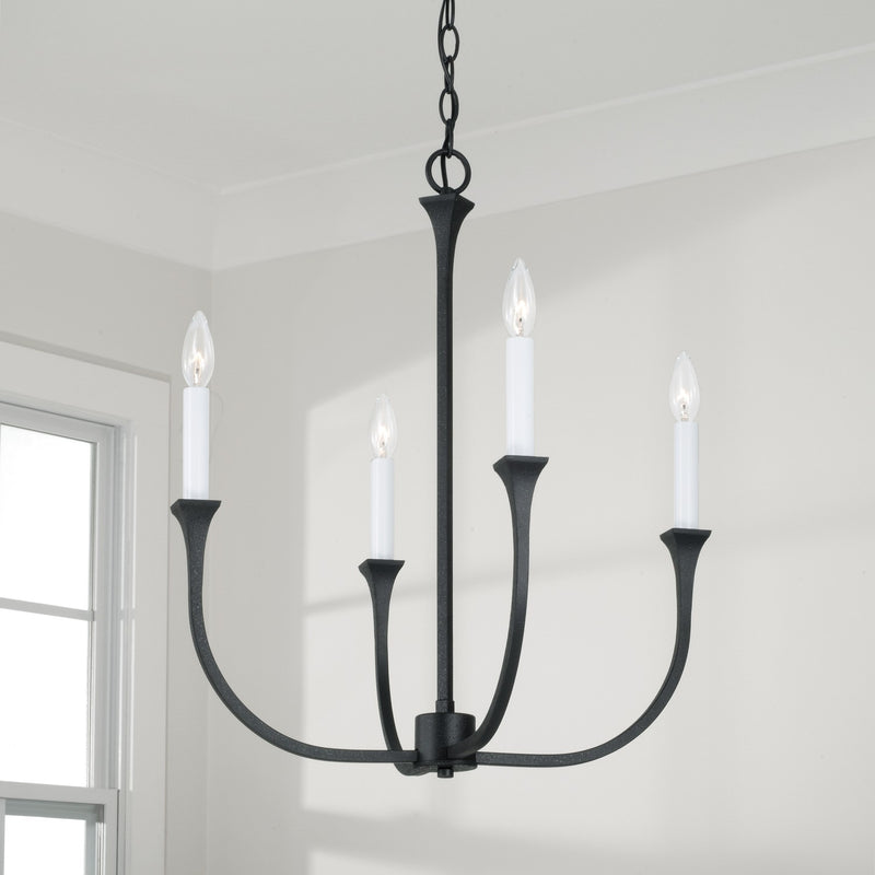 Capital Lighting 452341BI Four Light Chandelier, Black Iron