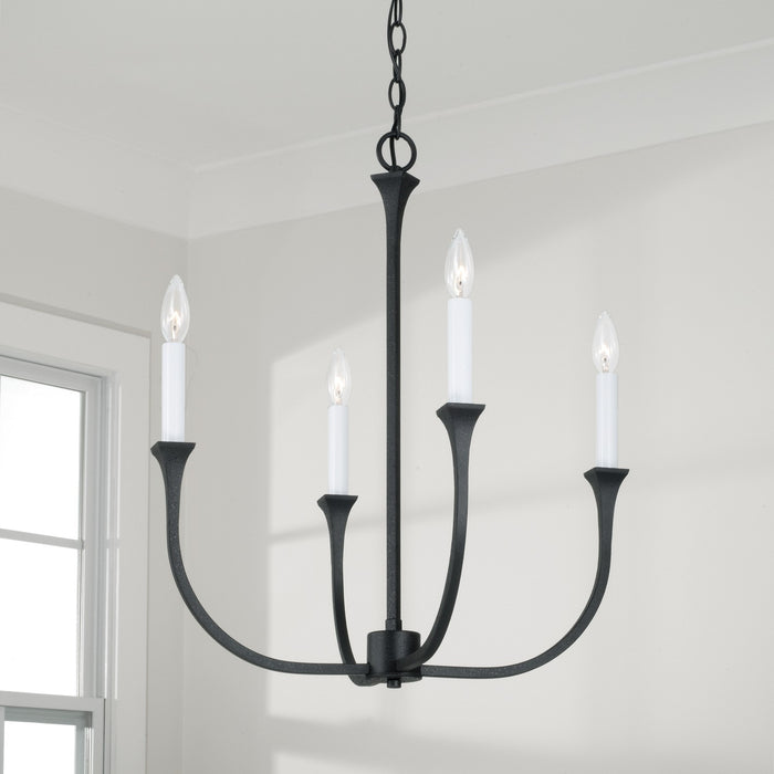 Capital Lighting 452341BI Four Light Chandelier, Black Iron