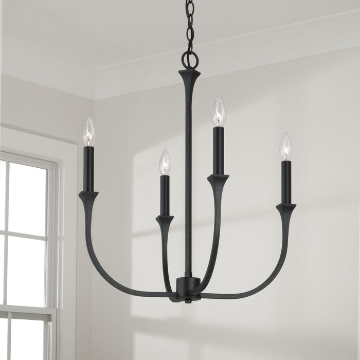 Capital Lighting 452341BI Four Light Chandelier, Black Iron