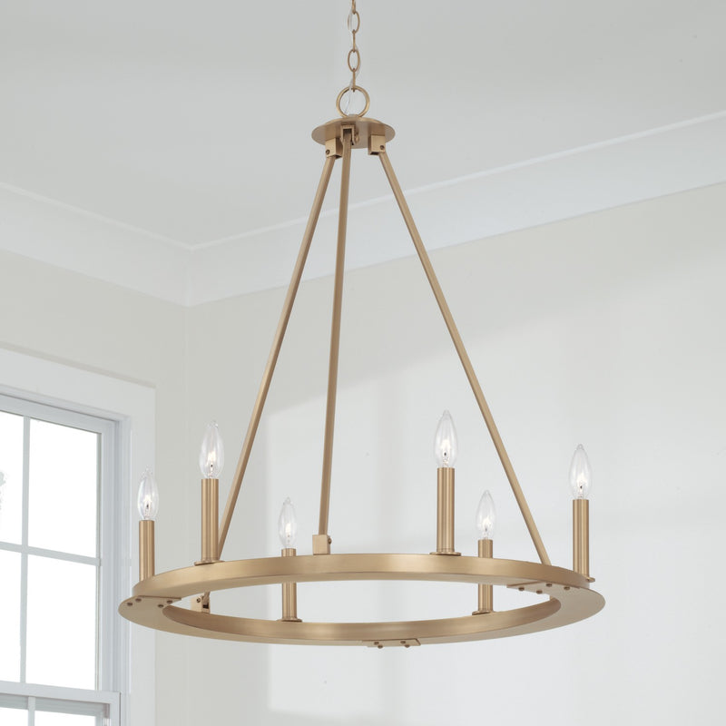 Capital Lighting 4916AD Six Light Chandelier, Aged Brass