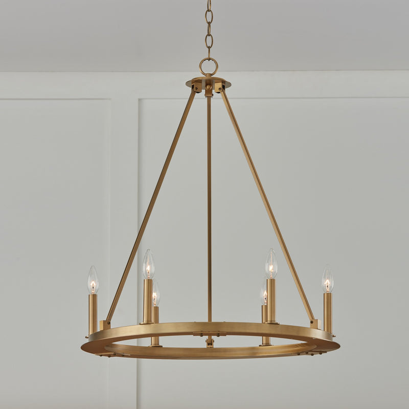 Capital Lighting 4916AD Six Light Chandelier, Aged Brass