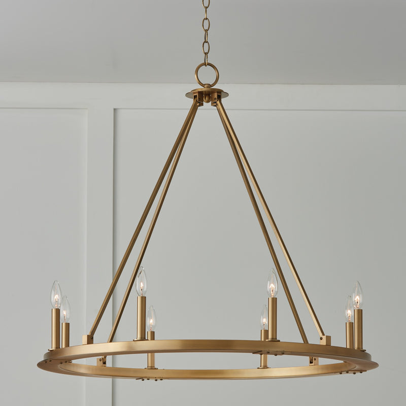 Capital Lighting 4918AD Eight Light Chandelier, Aged Brass