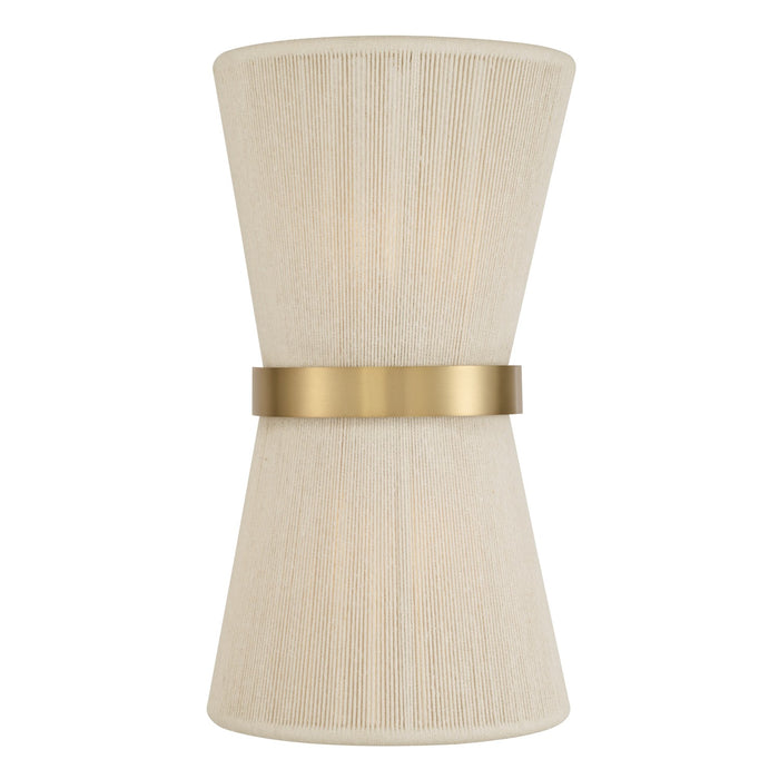 Capital Lighting 641221NP Two Light Wall Sconce, Bleached Natural Rope and Patinaed Brass