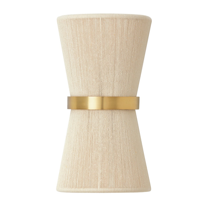 Capital Lighting 641221NP Two Light Wall Sconce, Bleached Natural Rope and Patinaed Brass