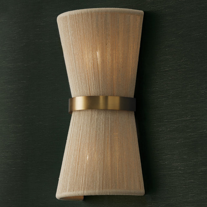 Capital Lighting 641221NP Two Light Wall Sconce, Bleached Natural Rope and Patinaed Brass