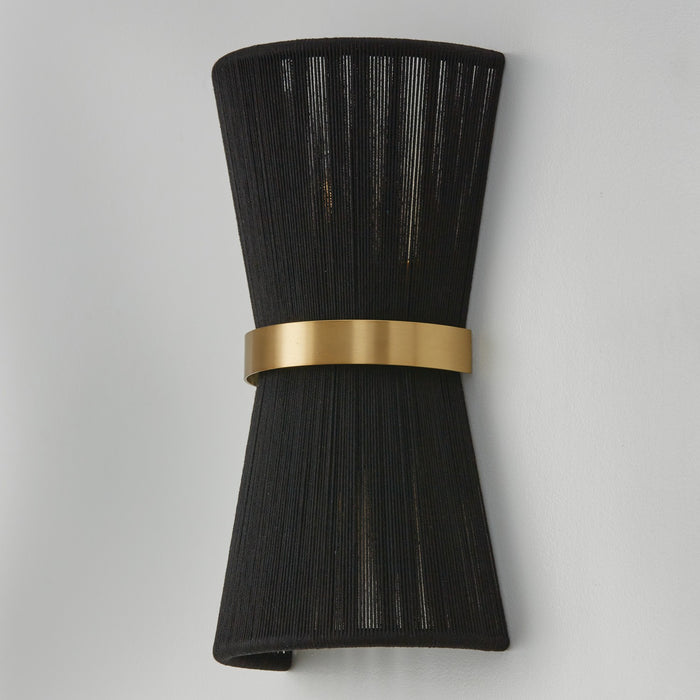 Capital Lighting 641221KP Two Light Wall Sconce, Black Rope and Patinaed Brass