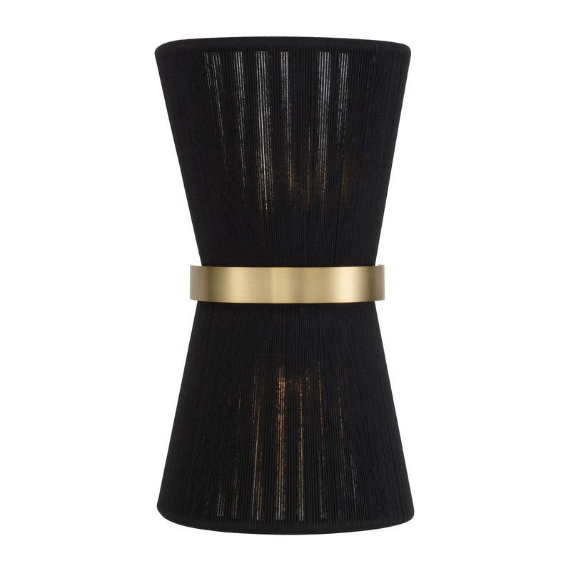 Capital Lighting 641221KP Two Light Wall Sconce, Black Rope and Patinaed Brass