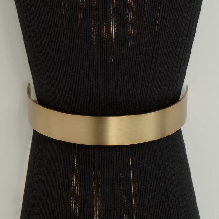 Capital Lighting 641221KP Two Light Wall Sconce, Black Rope and Patinaed Brass