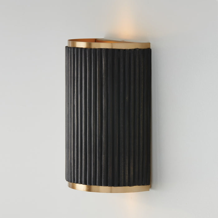 Capital Lighting 650721KR Two Light Wall Sconce, Black Stain and Matte Brass