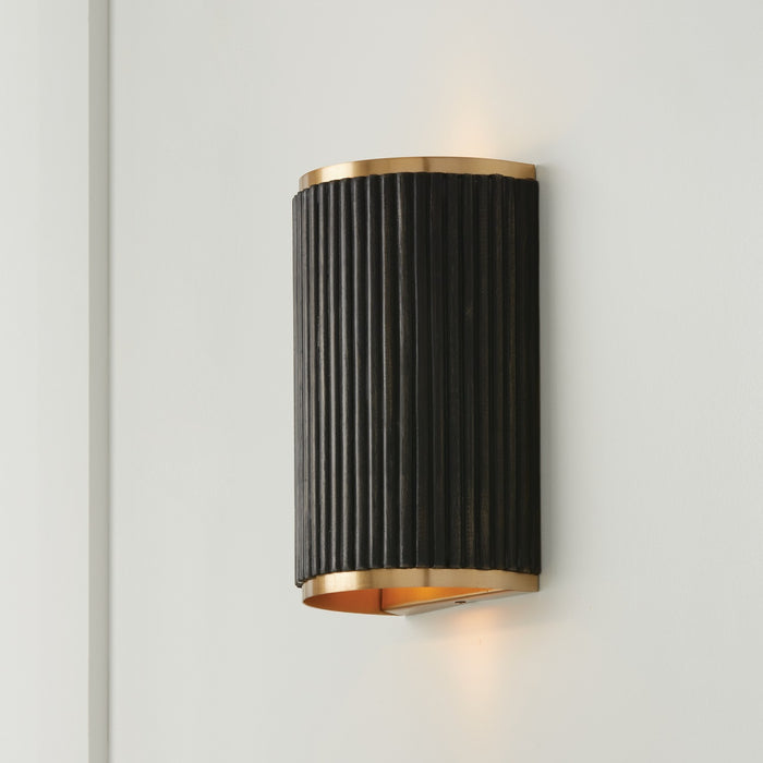 Capital Lighting 650721KR Two Light Wall Sconce, Black Stain and Matte Brass